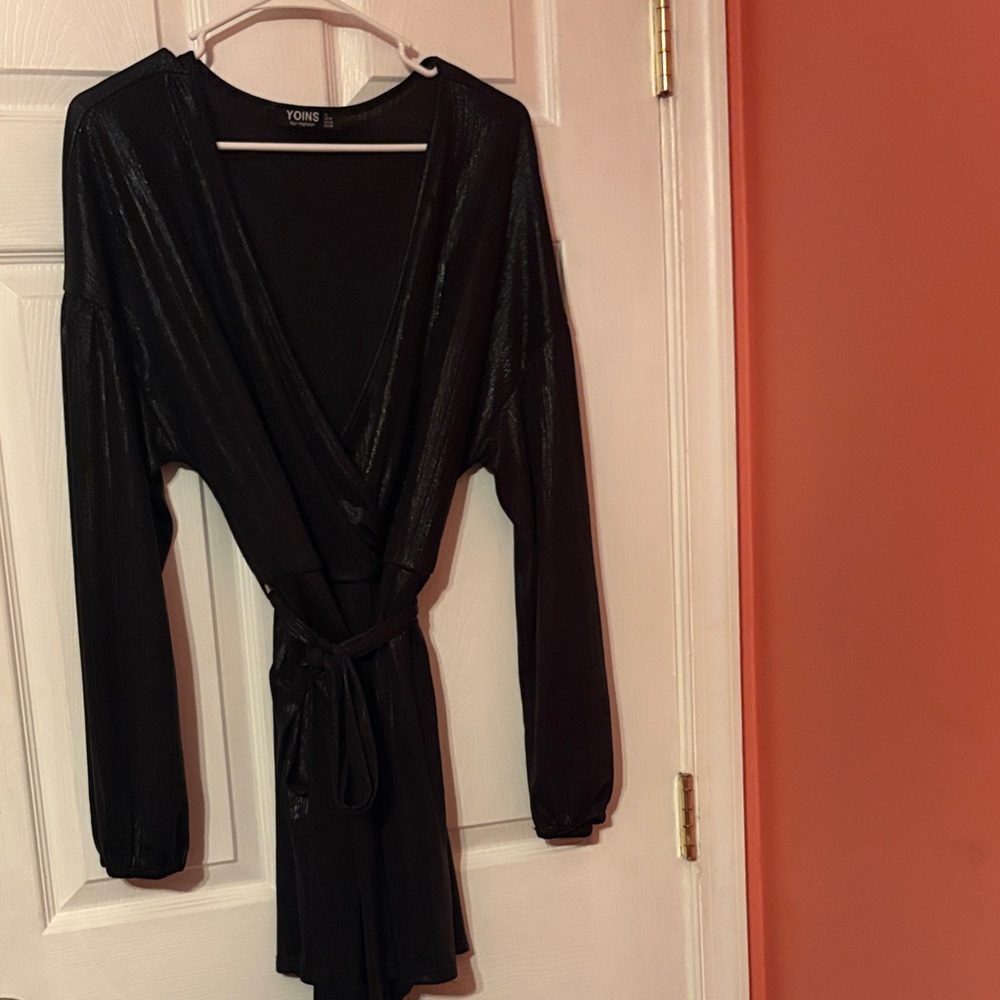 Black V-Neck Wrap Romper